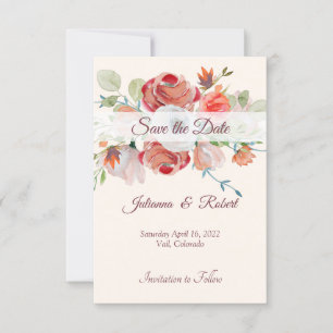 Convite Lindo floral laranja e vermelho para salvar a data