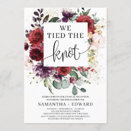 Convite Lindo floral rosa borgonha amarrado com laço