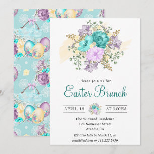 Convite Lindo Frango Floral em Aquarela no Ovo Brunch de P