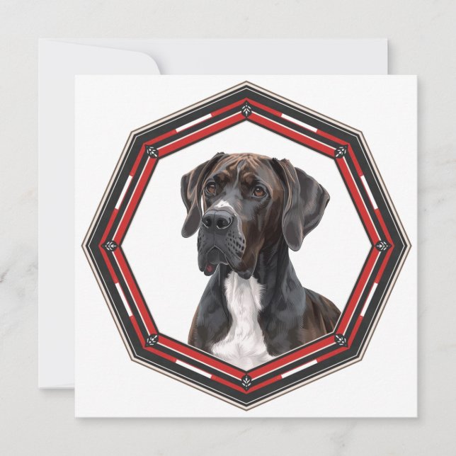 Convite Lindo Great Dane em uma moldura (Frente)