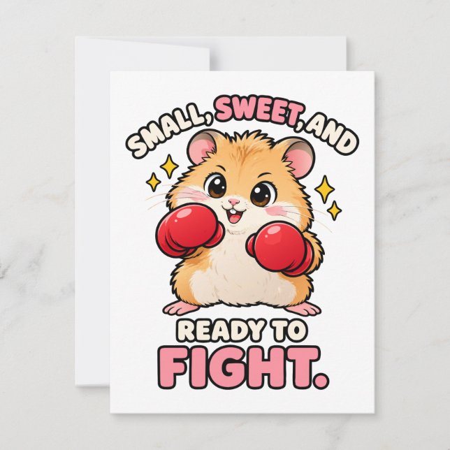 Convite Lindo hamster de boxe pronto para lutar (Frente)