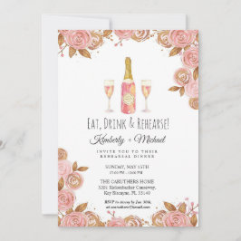 Convite Lindo jantar de ensaio do partido cor-de-rosa de p