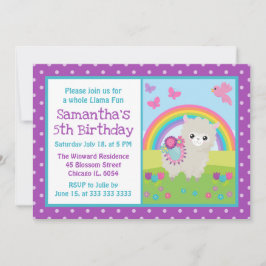 Convite Lindo Llama Floral de Primavera e Aniversário Arco