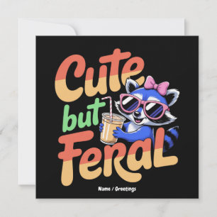 Convite Lindo Mas Feral Engraçado Adorável Guaxinim Retro