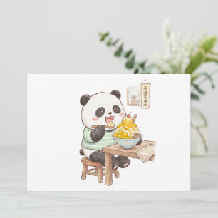 Convite Lindo Panda Comendo Sorvete de Manga Taiwanesa