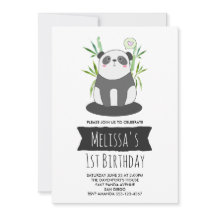 Lindo Panda Preto e Branco em Bambu de Aniversário
