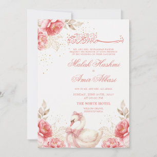 Convite Lindo Pássaro, Floral Dourado Casamento Islâmico M