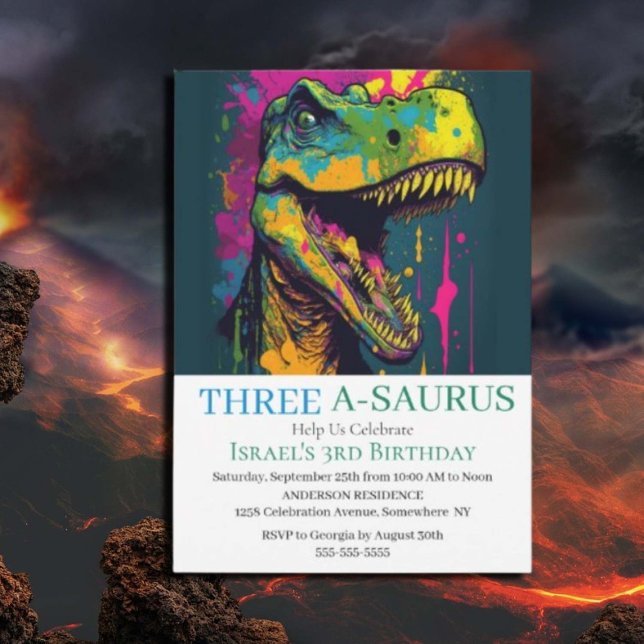 Convite Lindo tema de dinossauro T-Rex Jurassic World (Criador carregado)