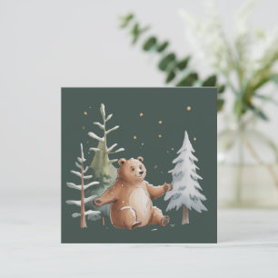 Convite Lindo Urso Nevado de Inverno Caprichoso Floresta d