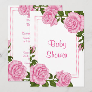 Convite Lindos Buquês de Canto Rosa Chuveirinho de Bebê