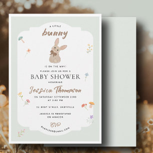 Convite Lindos Coelhos Bebê Chuveiro Floral Verde