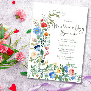Convite Lindos e Elegantes Campos de Flores Selvagens Brun