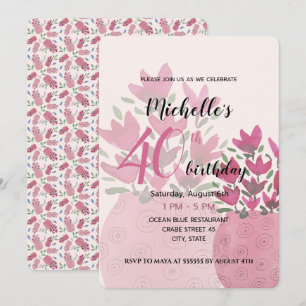 Convite Lindos Flores, Aquarela Em Blush