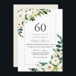 Convite Lindos Flores Brancas 60ª Festa de aniversário<br><div class="desc">Lindas Flores Brancas com Quadro 60º Convite de Aniversário Ver coleção correspondente em Niche e nest store</div>