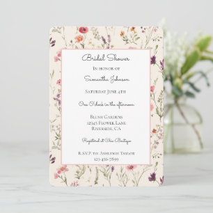 Convite Lindos Flores Rosa Vermelho Roxo Chuveiro Nupcial