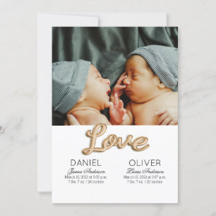 Convite Lindos gêmeos de anuncio de natalidade de penas