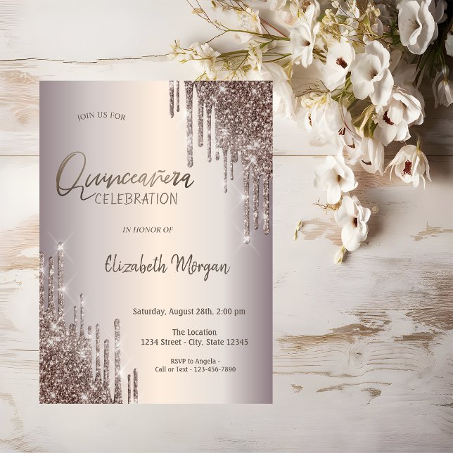 Convite Lindos Pingos de Brilho Quinceañera (Criador carregado)