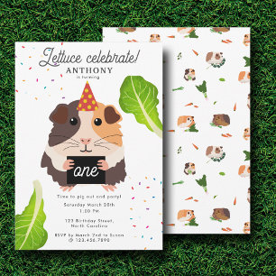 Convite Lindos Porquinhos-da-índia Engraçados Festa de Ani