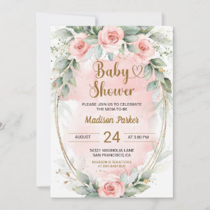 Convite Lindos Rosas Bege Baby Shower