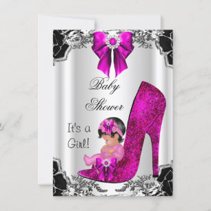 Convite Lindos Saltos de Bebê Menina Salto Alto Floral Ros