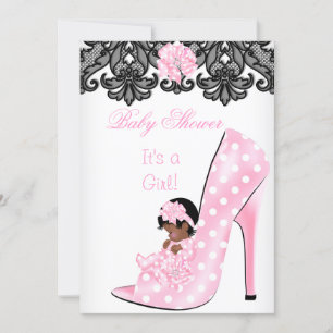 Convite Lindos sapatos de bebê menina rosa com renda AM pa