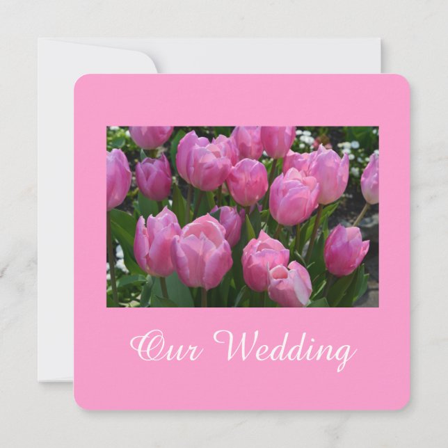 Convite Lindos tulipas rosa casamento (Verso)