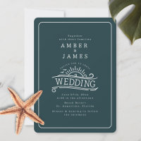 Line Art Beach Weding Dark Slate Green
