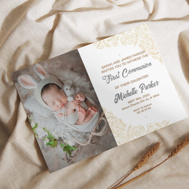 Convite Linear Elegant First Communitation (Criador carregado)