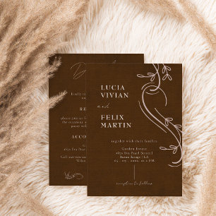 Convite Linen Espresso Brown Tudo em Um Casamento
