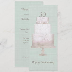 Convite Linen Verde de Bolo Personalizado do 50º Anivers