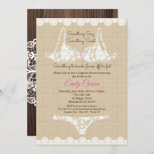 Convite Lingerie chá com churrasco de madeira russa