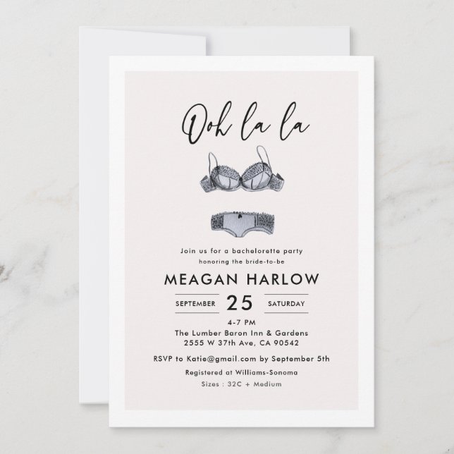 Convite Lingerie Chá Ooh La Festa de solteira (Frente)