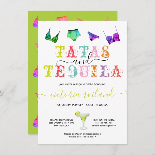 Convite Lingerie de Tatas e Tequila (Frente/Verso)