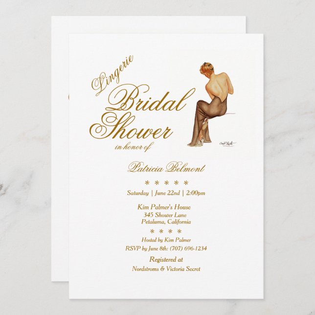 Convite Lingerie Elegante de Pinup Vargas (Frente/Verso)