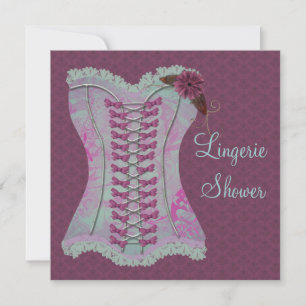 Convite Lingerie Noiva Festa Ameixa Azul Turquesa Corset D