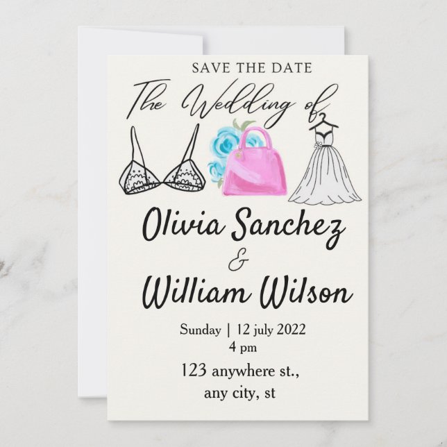 Convite Lingerie Party with dress wedding  (Frente)