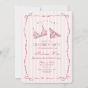 Convite Lingerie Rosa Pastel Banho de Noiva em Renda