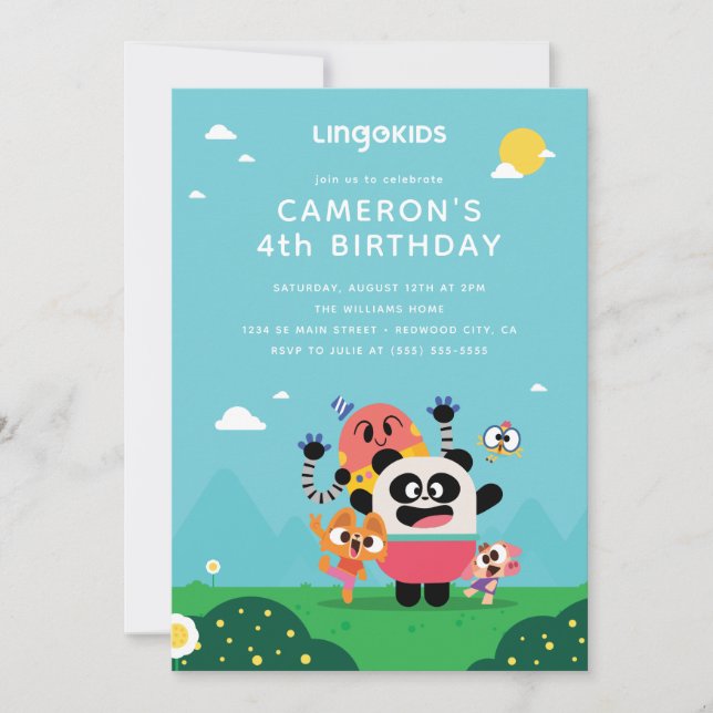Convite Lingokids Characters Birthday (Frente)