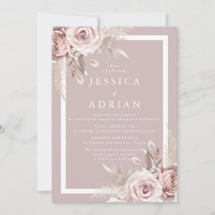 Convite Linguagem de casamento de verniz rosa requintado