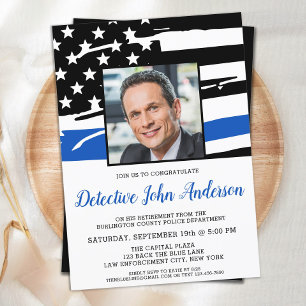 Convite Linha Azul Fino de Fotografia Personalizada da Pol