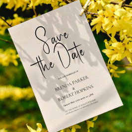 Convite Linha bege Simples Script Preto Salva A Data