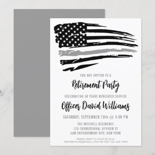 Convite Linha Cinza Fina Aposentadoria de Agente Penitenci