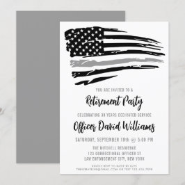 Convite Linha Cinza Fina Aposentadoria de Oficial Correcio
