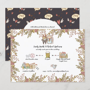 Convite Linha Cronológica de Casamentos Whimsical