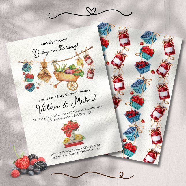 Convite Linha de Chá de fraldas do Mercado dos Agricultore (Criador carregado)