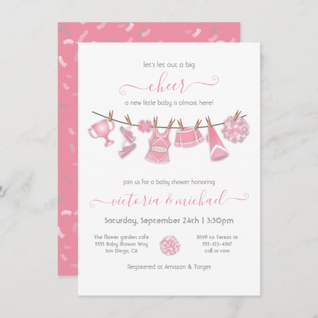 Convite Linha de Cheerleader (Frente/Verso)