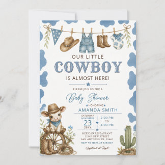 Convite Linha de Roupas do Chá de Bebê do Nossinho Cowboy