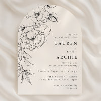 Linha Elegante Arte Floral Preto e Branco Casament