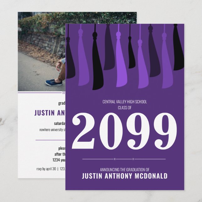 Convite Linha Roxa de Formatação de Fotos em Tasilelas Con (Frente/Verso)