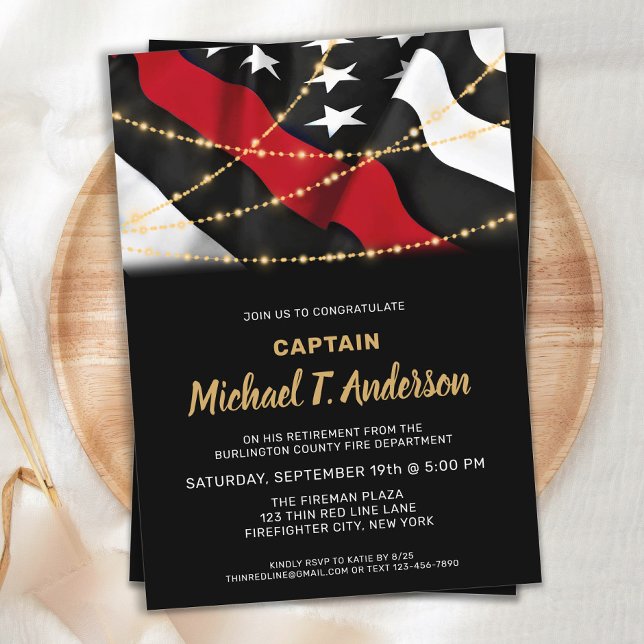 Convite Linha Vermelha fina de bombeiros de retimento de b (Criador carregado)